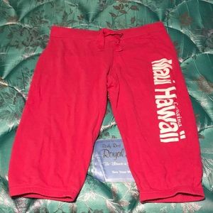 Pink Maui, Hawaii Capri Sweatpants 100% Cotton